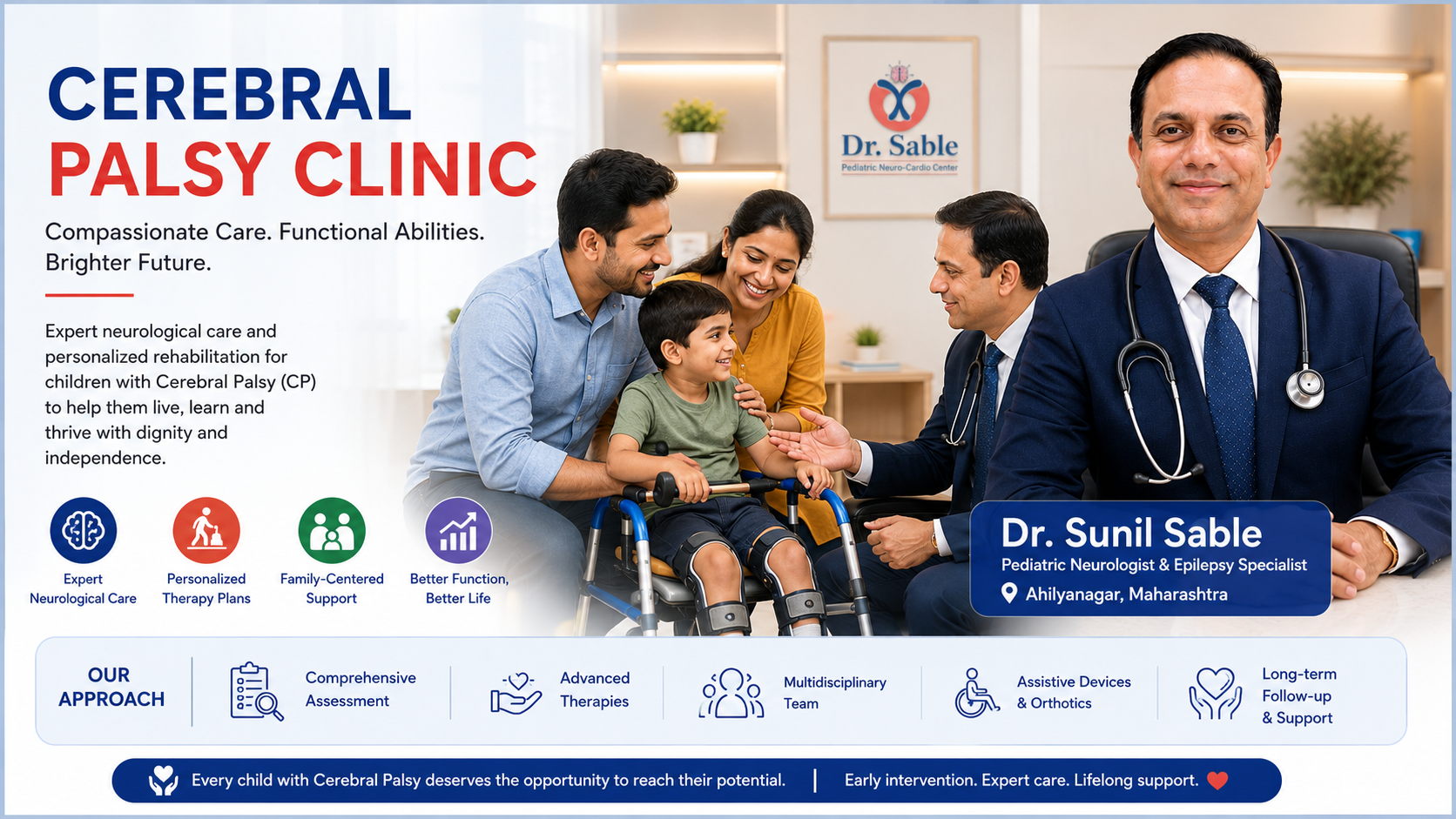 cerebral palsy clinic Dr Sunil Sable Pediatric Neurologist and Epilepsy Specialist Ahilynagar(Ahmednagar) Maharashtra