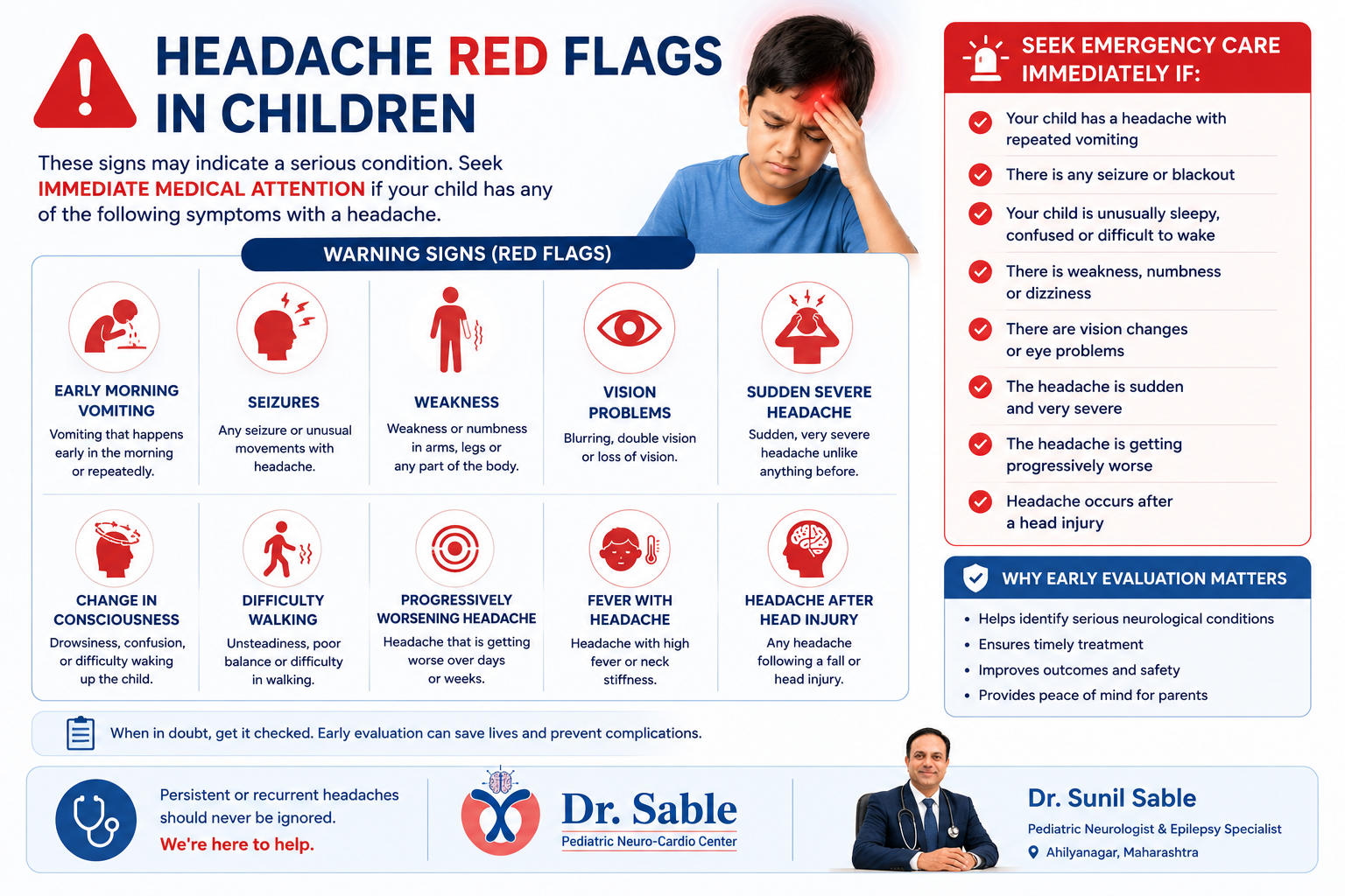 Migraine Specialist for Children Dr Sunil Sable Pediatric Neurologist and Epilepsy Specialist Ahilynagar(Ahmednagar) Maharashtra