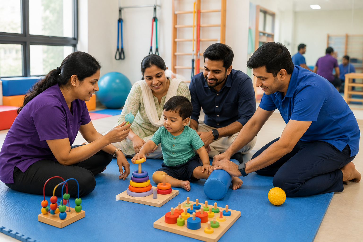 Early intervention therapy for children with developmental delay including speech occupational and physiotherapy