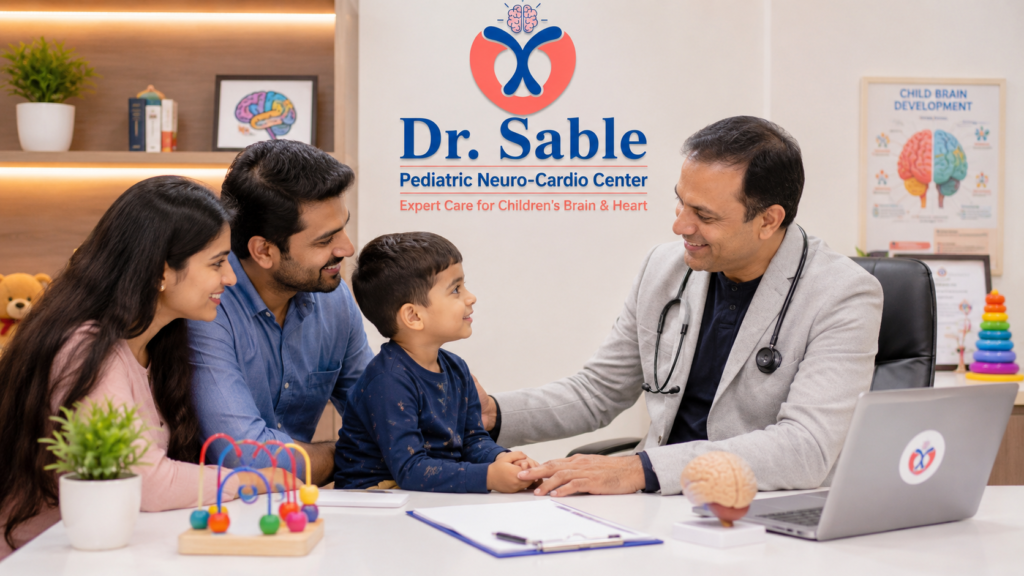 Dr. Sunil Sable evaluating a child with neurological and developmental concerns in Ahilyanagar
