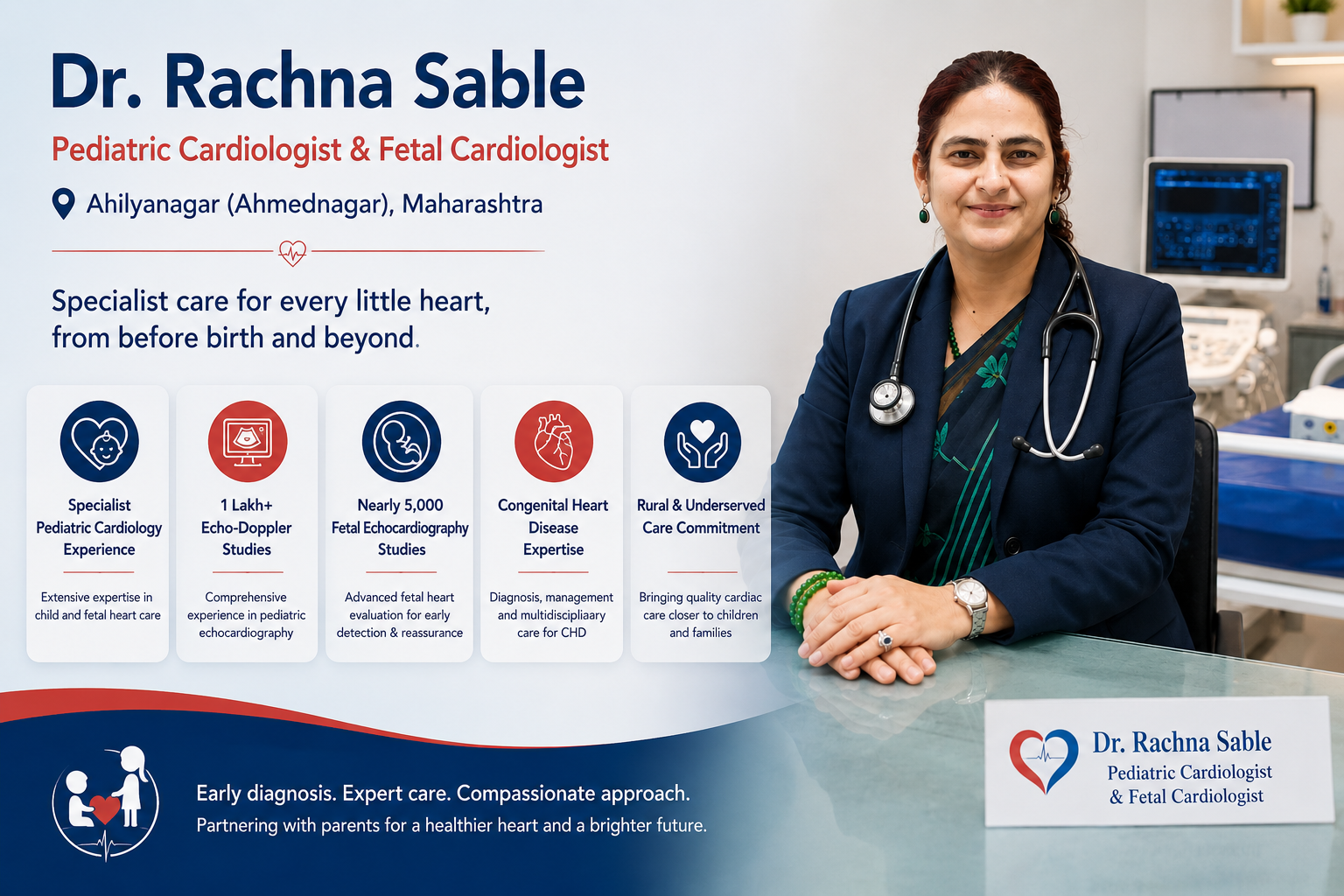 Dr. Rachna Sable, Pediatric Cardiologist and Fetal Cardiologist in Ahilyanagar (Ahmednagar), Maharashtra, with expertise in pediatric and fetal echocardiography