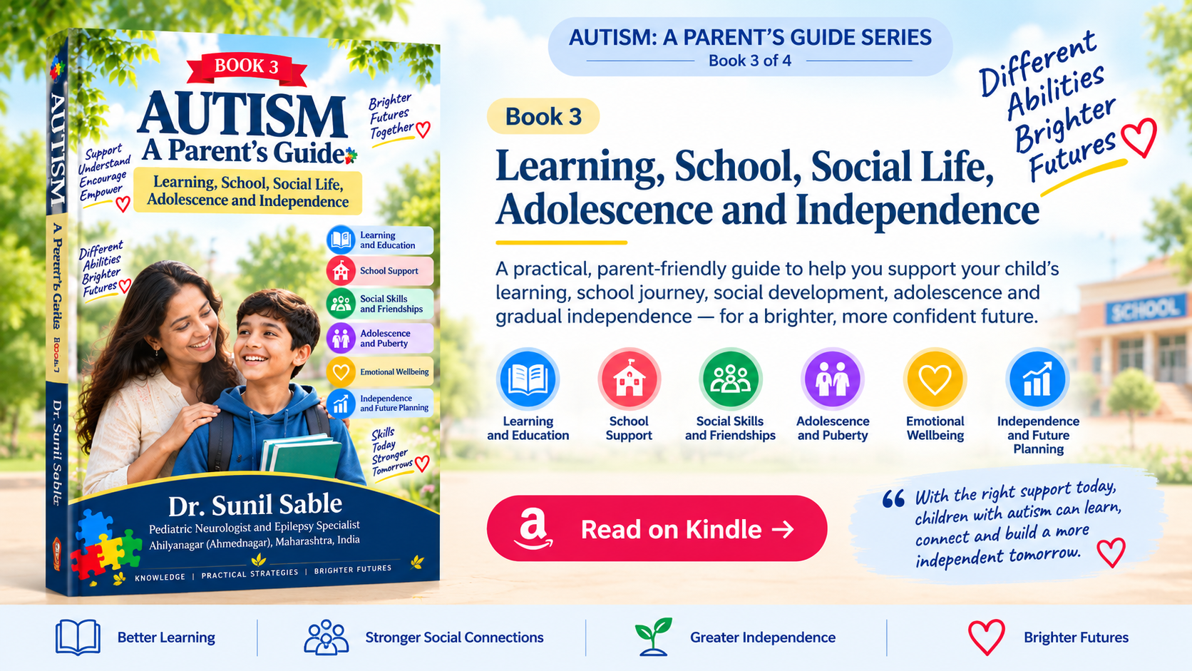 AUTISM: A Parent’s Guide Book 3 by Dr. Sunil Sable on learning, school, social life, adolescence and independence
