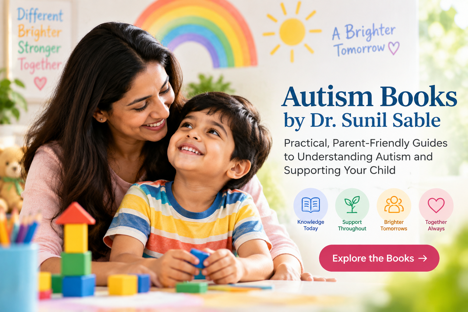 Mother and child reading and learning together with Autism Books by Dr. Sunil Sable